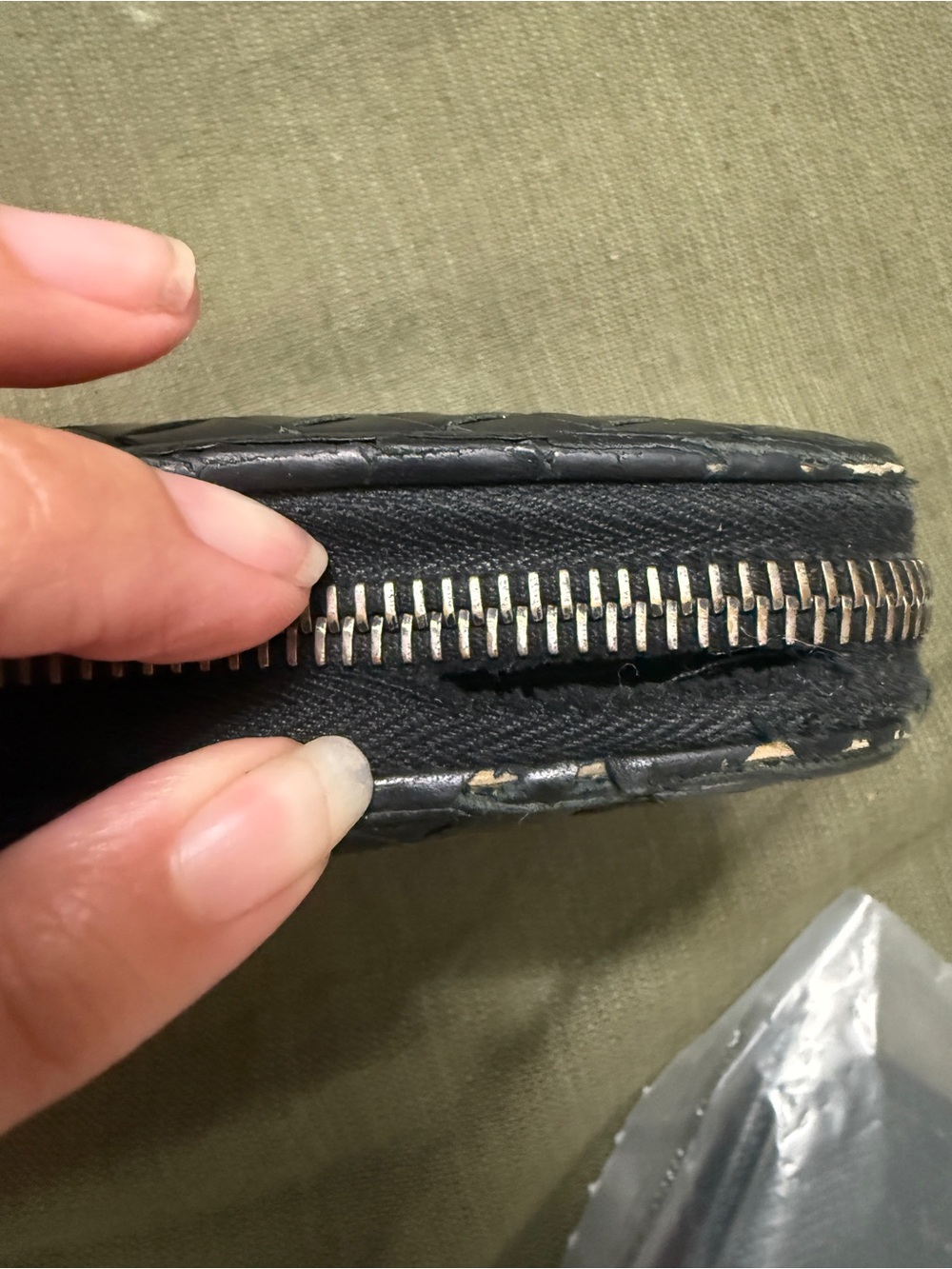 Black Bottega Zip Wallet - - Picture 5 of 8